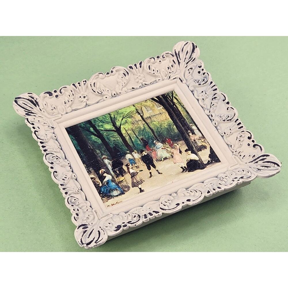 Luxembourg Gardens William Glackens Mini Antique Canvas Painting Framed Artwork